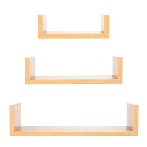 ARAD Set of 3 Floating U Shelves in Beech Veneer Finish