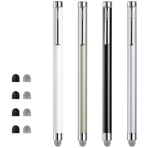 stylus pens for touch screens, chaoq 4 pcs mesh fiber stylus, with 4 replaceable mesh tips and 4 replaceable rubber tips (silver, black, white, champagne)