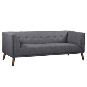 armen living hudson sofa in dark grey linen and walnut wood finish