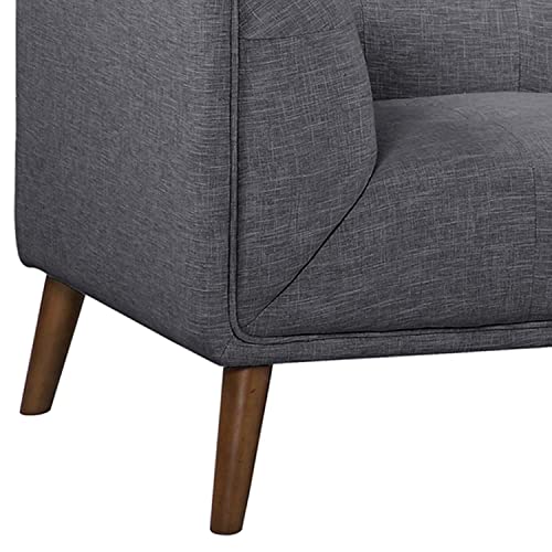 Armen Living Hudson Sofa in Dark Grey Linen and Walnut Wood Finish