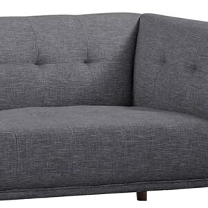 Armen Living Hudson Sofa in Dark Grey Linen and Walnut Wood Finish