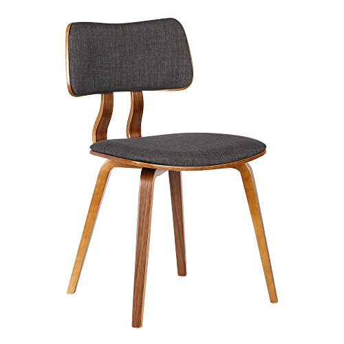 Armen Living Jaguar Dining Chair in Charcoal Fabric and Walnut Wood Finish,Charcoal/Walnut Finish 20D x 18W x 29H in