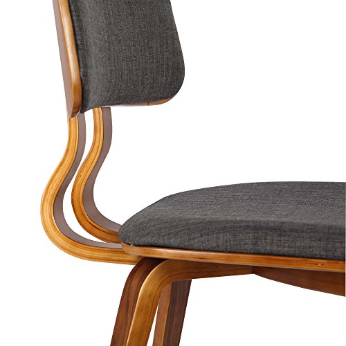 Armen Living Jaguar Dining Chair in Charcoal Fabric and Walnut Wood Finish,Charcoal/Walnut Finish 20D x 18W x 29H in