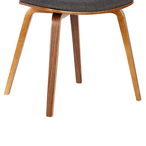 Armen Living Jaguar Dining Chair in Charcoal Fabric and Walnut Wood Finish,Charcoal/Walnut Finish 20D x 18W x 29H in