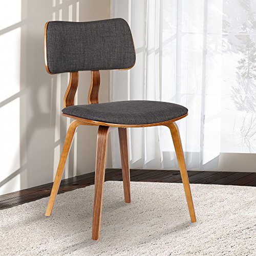 Armen Living Jaguar Dining Chair in Charcoal Fabric and Walnut Wood Finish,Charcoal/Walnut Finish 20D x 18W x 29H in