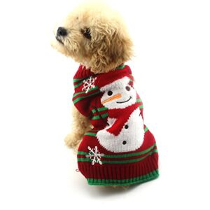 nacoco dog snow sweaters snowman sweaters xmas dog holiday sweaters new year christmas sweater pet clothes for small dog and cat (snowman,m)