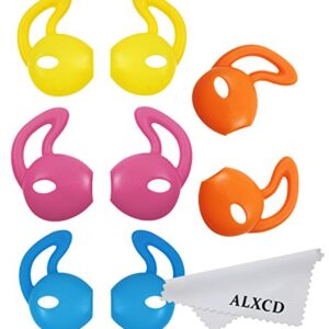 ALXCD Ear Gel for iPhone Earpods, Ear Buds Tips Bumper, 4 Pair White Anti-Slip Soft Silicone Replacement Earbud Tips for Earphone of iPhone7 SE 6s iPhone 6s Plus 5s [Sport] (Red/Blue/Yellow/Orange)