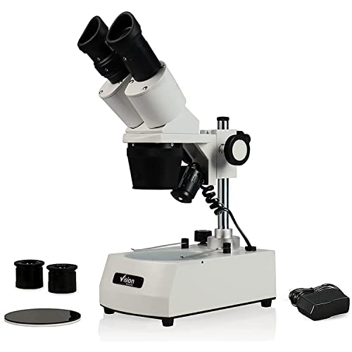 Vision Scientific VMS0002-LD-234-ES2 Binocular Stereo Microscope, WF10x and WF20x Eyepieces, 2X, 3X and 4X Objectives, 20x, 30x, 50x, 60x and 80x Magnification, Top and Bottom LED Illumination, 110V