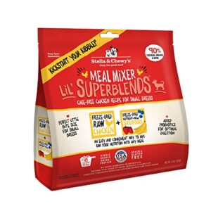 stella & chewy’s freeze dried raw cage-free chicken meal mixers – lil’ superblends dog food topper for small breeds – grain free, protein rich recipe – 8 oz bag