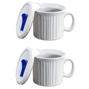 corningware colours pop-ins 20-oz soup mug with lid - 2 pack (french white)