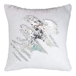 play tailor sequin pillow cover cushion covers 16x16in flip sequins decorative throw pillow case, silver and white