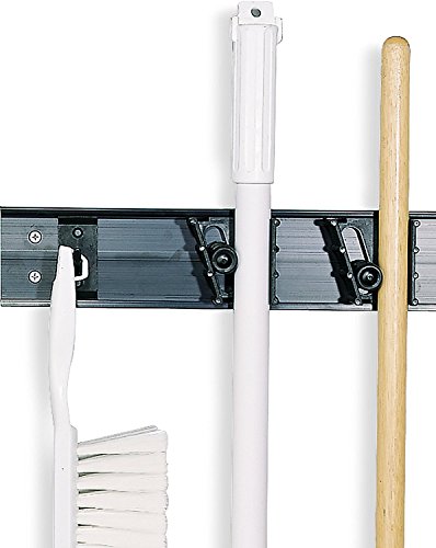 Carlisle FoodService Products CFS 4073100 Roll 'N Grip Mop, Broom and Tool Holder/Storage System, 3 Positions + 1 Hook (Case of 12)