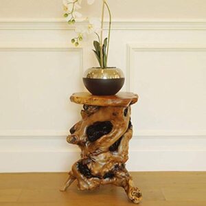 WELLAND Tree Stump Side Table, Live Edge Stool, Natural Edge Wood Side Table, Accent Table, 19" Tall