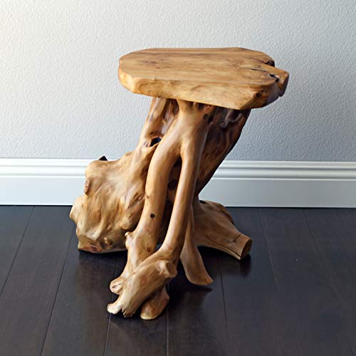 WELLAND Tree Stump Side Table, Live Edge Stool, Natural Edge Wood Side Table, Accent Table, 19" Tall