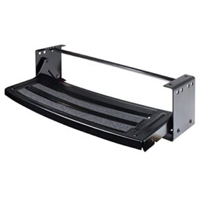lippert radius 24" single manual rv step assembly, 300 lbs. anti-slip steps, compact one-hand expand or collapse, black powder coat, travel trailers, 5th wheels, campers - 432678