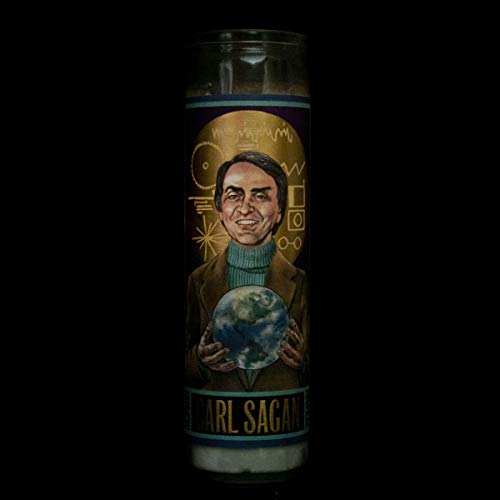 Carl Sagan Secular Saint Candle - 8.5 Inch Tall Glass Prayer Votive - Made in The USA