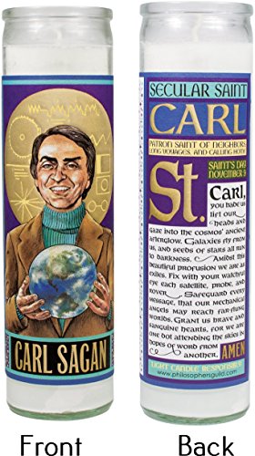 Carl Sagan Secular Saint Candle - 8.5 Inch Tall Glass Prayer Votive - Made in The USA