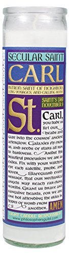 Carl Sagan Secular Saint Candle - 8.5 Inch Tall Glass Prayer Votive - Made in The USA