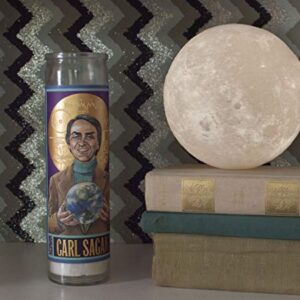 Carl Sagan Secular Saint Candle - 8.5 Inch Tall Glass Prayer Votive - Made in The USA