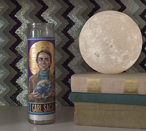 Carl Sagan Secular Saint Candle - 8.5 Inch Tall Glass Prayer Votive - Made in The USA