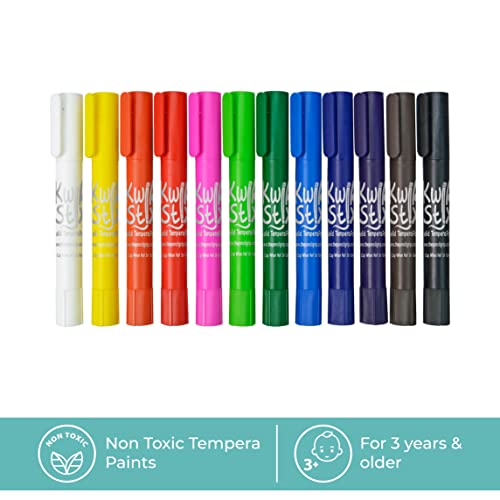 The Pencil Grip Kwik Stix Solid Tempera Paints, Thin Stix Paint Pens, Super Quick Drying, 6 Neon, 6 Metalix & 12 Classic Vibrant Colors - 24 Pack - TPG-620