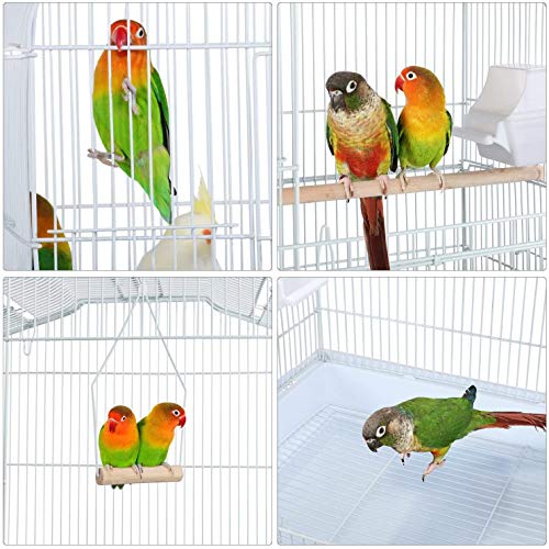 Small White 18-inch Bird CAGE for Small Finch Quaker Parrots Cockatiels Green Cheek Conure Perfect Bird Travel Cage and Hanging Bird House