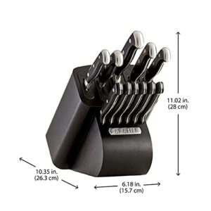 Sabatier Self-Sharpening 12-piece Forged Triple Rivet Knife Block Set with Edgekeeper Technology, High-Carbon Stainless Steel Kitchen Knives, Razor-Sharp Knife Set with Wood Block, Black