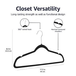 Amazon Basics Slim Velvet, Non-Slip Suit Clothes Hangers, Pack of 100, Black/Silver