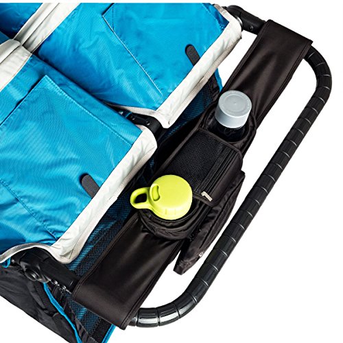 Ethan & Emma Double Stroller Organizer with Cup Holders - Fits Both Single & Double Strollers - Secured Fit & Extra Storage - Universal Stroller Organizer and Stroller Accessory Black