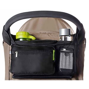 Ethan & Emma Double Stroller Organizer with Cup Holders - Fits Both Single & Double Strollers - Secured Fit & Extra Storage - Universal Stroller Organizer and Stroller Accessory Black