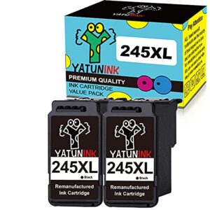 YATUNINK Remanufactured Ink Cartridge Replacement for Canon PG-245XL Black PG-245 245XL PG-243 Black Ink Cartridge for Canon Pixma MG2920 MG2922 MG2924 MG2420 MG2522 MX490 MX492 Printer (2 Black)