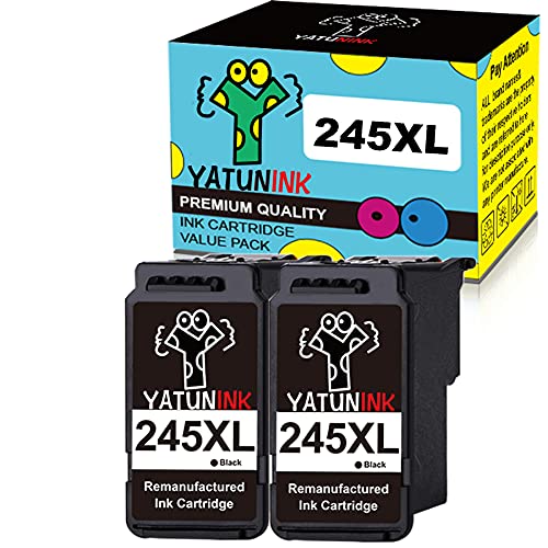 YATUNINK Remanufactured Ink Cartridge Replacement for Canon PG-245XL Black PG-245 245XL PG-243 Black Ink Cartridge for Canon Pixma MG2920 MG2922 MG2924 MG2420 MG2522 MX490 MX492 Printer (2 Black)