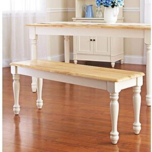 better homes and gardens autumn lane farmhouse bench, white and natural