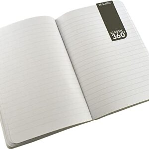 Zequenz Classic 360 Signature Series, Size: Medium, Color: Black, Paper: Ruled, Soft Cover Notebook, Soft Bound Journal, 4.9" x 7", 200 sheets / 400 pages, Ruled, Lined paper