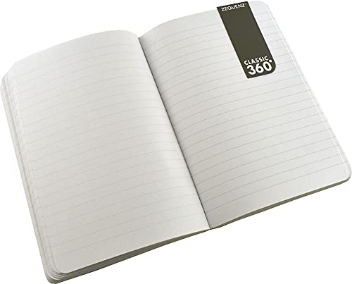 Zequenz Classic 360 Signature Series, Size: Medium, Color: Black, Paper: Ruled, Soft Cover Notebook, Soft Bound Journal, 4.9" x 7", 200 sheets / 400 pages, Ruled, Lined paper