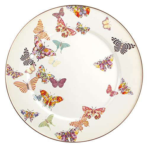 MACKENZIE-CHILDS Butterfly Garden Serving Platter, Large 16-Inch Enamel Serving Dish