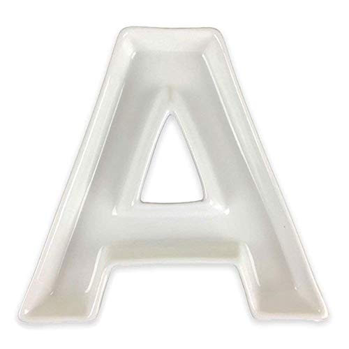 Just Artifacts 5.5-Inch White Decorative Ceramic Letter Dish (Letter: A, Length: 5.5 Inches)