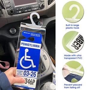 Handicapped Parking Placard Holder - Disabled Placard Protective Mirror Tag Holder with Larger Hanger by Tbuymax(Set of 4)