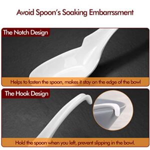 Hiware 12-piece Asian Soup Spoons, Rice Spoons, Chinese Won Ton Soup Spoon - Notch and Hook Style, White