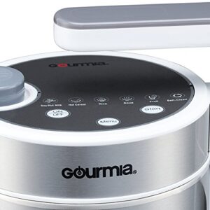 Gourmia GSM1450 Automatic Soup Maker - 6 in 1 Hot or Cold Soup Maker Plus Soy Milk, Rice, Porridge & More - 4 Blades, Cool Touch, Durable Stainless Steel with Free Recipe Book