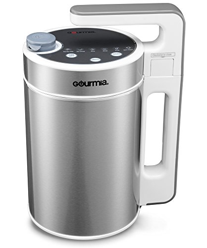 Gourmia GSM1450 Automatic Soup Maker - 6 in 1 Hot or Cold Soup Maker Plus Soy Milk, Rice, Porridge & More - 4 Blades, Cool Touch, Durable Stainless Steel with Free Recipe Book