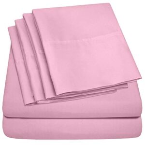 king size bed sheets - 6 piece 1500 supreme collection fine brushed microfiber deep pocket king sheet set bedding - 2 extra pillow cases, great value, king, pink