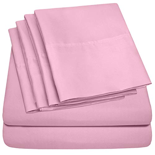 King Size Bed Sheets - 6 Piece 1500 Supreme Collection Fine Brushed Microfiber Deep Pocket King Sheet Set Bedding - 2 Extra Pillow Cases, Great Value, King, Pink