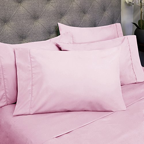 King Size Bed Sheets - 6 Piece 1500 Supreme Collection Fine Brushed Microfiber Deep Pocket King Sheet Set Bedding - 2 Extra Pillow Cases, Great Value, King, Pink