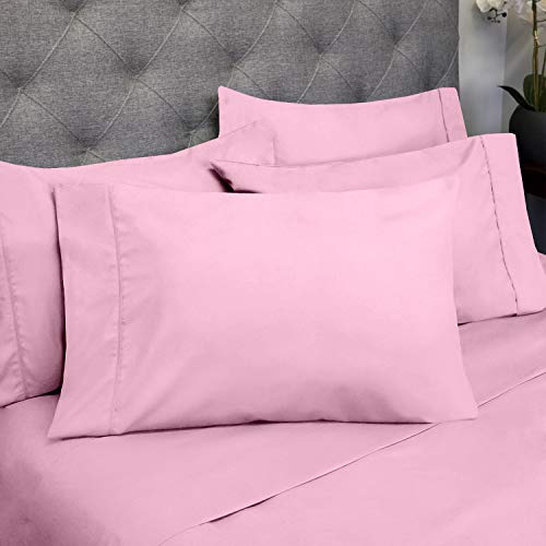 King Size Bed Sheets - 6 Piece 1500 Supreme Collection Fine Brushed Microfiber Deep Pocket King Sheet Set Bedding - 2 Extra Pillow Cases, Great Value, King, Pink