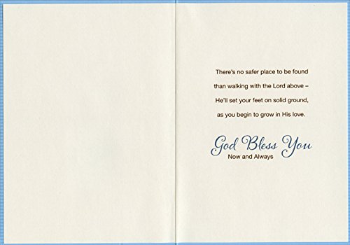 Designer Greetings Blue Stripes and Silver Foil Cross: Special Boy Baptism Card