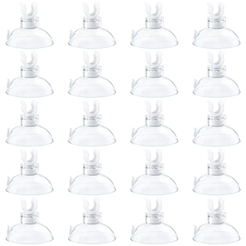 Pawfly Aquarium Suction Cup Clips for Standard 3/16" ID Airline Tubing Clear Air Hose Holder Clamp Accessories for Fish Tank Aeration Setup, 20 Pack