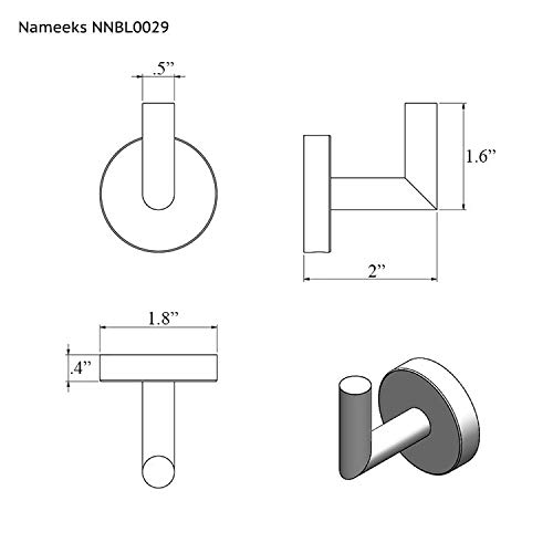 Nameeks NNBL0029 Luxury Hotel Bathroom Hook, Satin Nickel