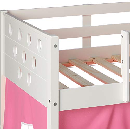 Donco Kids 780A-TW-750C-TB Circles Low Loft Bed with Pink Tent, Twin, White