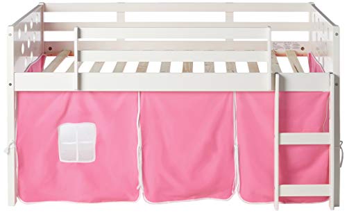 Donco Kids 780A-TW-750C-TB Circles Low Loft Bed with Pink Tent, Twin, White